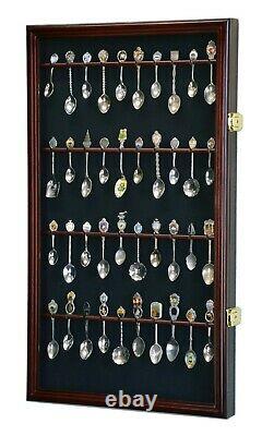 40 Larger Spoon Display Case Cabinet Wall Mount Rack Holder 98% UV Lockable