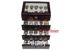 40 Watch (Premium Series) Glass Top Ebony Display Storage Case Box + Cloth
