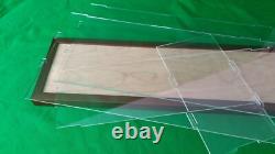 42L x 7W x 14H display case with 3/16 thick acrylic brown wood frame base