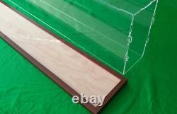 42L x 7W x 14H display case with 3/16 thick acrylic brown wood frame base