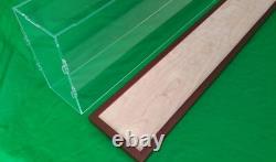 42L x 7W x 14H display case with 3/16 thick acrylic brown wood frame base