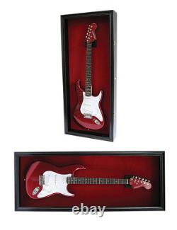 42 Electric Guitar Display Case Wall Frame Cabinet Solid Wood