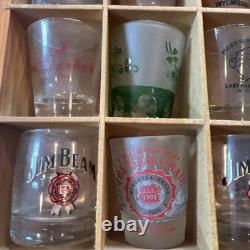 42 Wood Shot Glass Display Case Wall Shelf 40 Hooters Music Travel Sports Bar