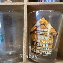 42 Wood Shot Glass Display Case Wall Shelf 40 Hooters Music Travel Sports Bar