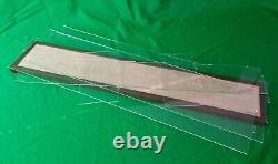 43L x 7W x 12H display case with 3/16 thick acrylic brown wood frame base