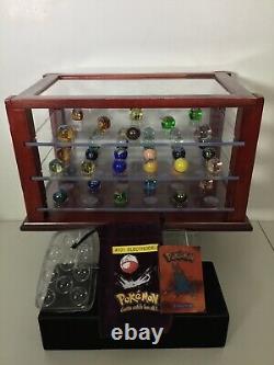 45PC Vintage Pokemon Marble LOT with Display Case Cabinet Set 1999 Toy Biz HTF