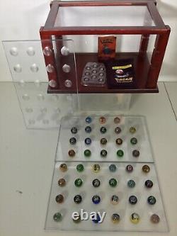 45PC Vintage Pokemon Marble LOT with Display Case Cabinet Set 1999 Toy Biz HTF