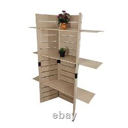 48.0 x 59.5 x 14.5 Wooden Retail Shelving Unit with 3 Shelves, Folding Panels