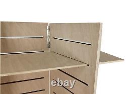 48.0 x 59.5 x 14.5 Wooden Retail Shelving Unit with 3 Shelves, Folding Panels