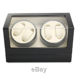 4+0 Luxury Automatic Motor Rotation Wood Watch Winder Storage Display Case Box