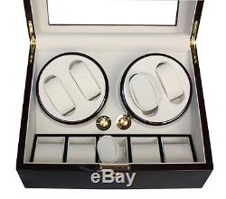 4 + 5 Ebony Lacquer Watch Winder Storage Display Case Box Automatic Rotation