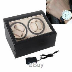 4+6 Automatic Rotation Leather Wood Watch Winder Storage Display Box Watch Case
