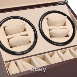 4+6 Automatic Rotation Leather Wood Watch Winder Storage Display Case Box Gifts