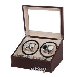 4+6 Automatic Watch Winder Wooden Dual Automatic Motor Storage Display Box Case