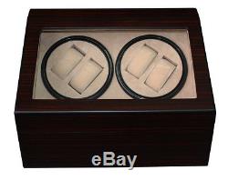 4 + 6 Ebony Walnut Wood Watch Winder Storage Display Case Box Automatic Rotation