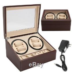 4+6 Luxury Automatic Rotation Leather Wood Watch Winder Storage Display Case Box