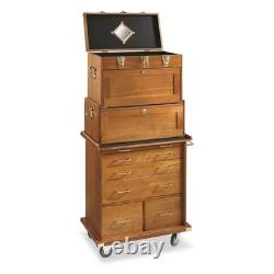 4 Drawer Collector Chest Display Case Wood Glass Top Storage Organizer