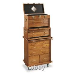 4 Drawer Collector Chest Display Case Wood Glass Top Storage Organizer