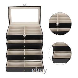 4 Layer Drawer Sunglasses Display Case 24 Slots PU Leather Eyeglass Collecti Cus