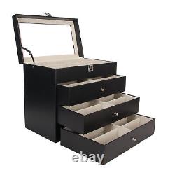 4 Layer Drawer Sunglasses Display Case 24 Slots PU Leather Eyeglass Collecti Gdb