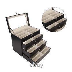 4 Layer Drawer Sunglasses Display Case 24 Slots PU Leather Eyeglass Collecti Gdb