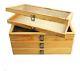 4 Natural Wood Glass Top Lid 144 Black Ring Jewelry Display Organizer Cases