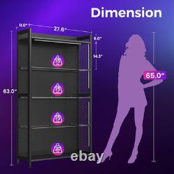 4 Tier Display Case Cabinet w LED Lights Glass Shelves Curio Black Storage