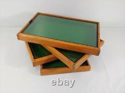 4x Vintage Mini Jewelry Display Case(s) Antique Museum / Shop Wood & Glass