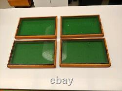4x Vintage Mini Jewelry Display Case(s) Antique Museum / Shop Wood & Glass