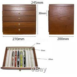 50 Pens Wooden Box Fountain Pen Display Storage Wood Case Holder 5 Layer Slots