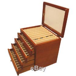 50 Piece Fountain Pen Holder Wooden Display Case Jewelry Box, Antique Color