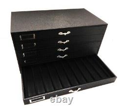 50 Slot Grained Leatherette 5 Drawer Wood Pen Display Storage Organizer Case