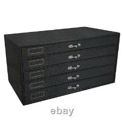 50 Slot Grained Leatherette 5 Drawer Wood Pen Display Storage Organizer Case