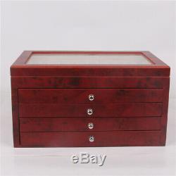 56 Fountain Pens Display Box Organizer Wood Storage Collection Tray Case 5-Layer
