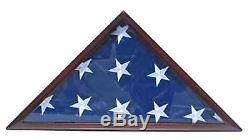 5X9.5 Burial/Funeral Flag Display Case Shadow Box, Solid Wood, Glass Front