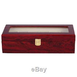 5X 6 Wood Watch Display Case Box Glass Top Jewelry Storage Organizer Gift M WS