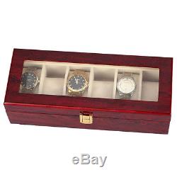 5X 6 Wood Watch Display Case Box Glass Top Jewelry Storage Organizer Gift M WS