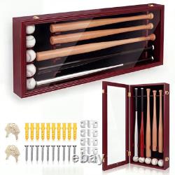 5 Baseball Bat Display Case Wall Mount Wooden Display Holder Vertical Horizontal
