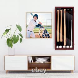 5 Baseball Bat Display Case Wall Mount Wooden Display Holder Vertical Horizontal