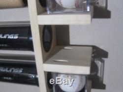 5 Bat Wood Baseball Bat Display Rack with Multi Shelves (SEE DESCRIPTION)