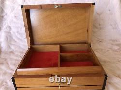 5 Boxes, large Burl lockable wooden Box with Red leather Lining, gift idea, Box