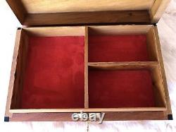 5 Boxes, large Burl lockable wooden Box with Red leather Lining, gift idea, Box