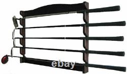 5 Golf Clubs Display Wall Mounted Rack, Solid Wood, Case Black