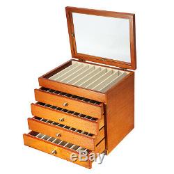 5 Layer Wooden Box Fountain Pen Display Storage Organize Wood Case 50 Pens