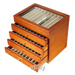 5 Layer Wooden Box Fountain Pen Display Storage Wood Case Holder 50 Pens Slots