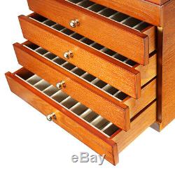 5 Layer Wooden Box Fountain Pen Display Storage Wood Case Holder 50 Pens Slots