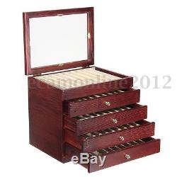 5 Layers Large-capacity Wooden 50 Pens Display Storage Case Wood Box Organizer