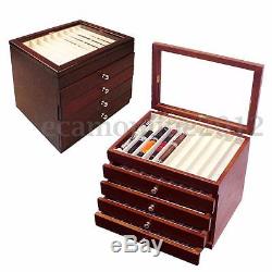 5 Layers Large-capacity Wooden 50 Pens Display Storage Case Wood Box Organizer