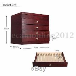 5 Layers Large-capacity Wooden 50 Pens Display Storage Case Wood Box Organizer