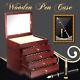 5-layers Luxury Wooden Box Fountain Pen Office Display Storage Wood Case 50 Pens